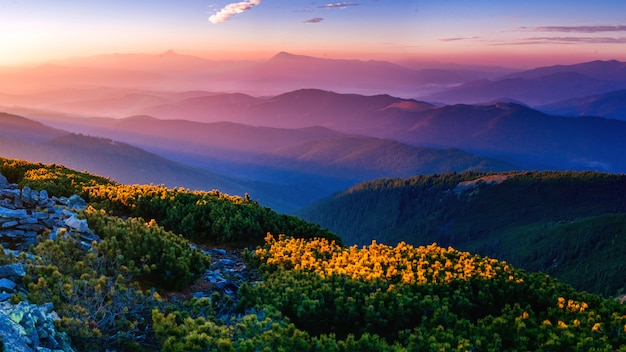 Magic sunset in the mountains