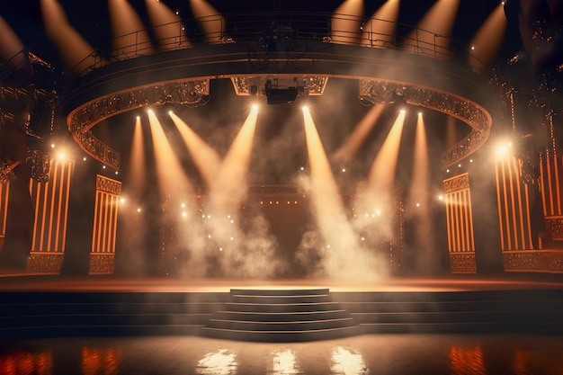 The magic of theater captivating stage with lights and smoke Generative AI