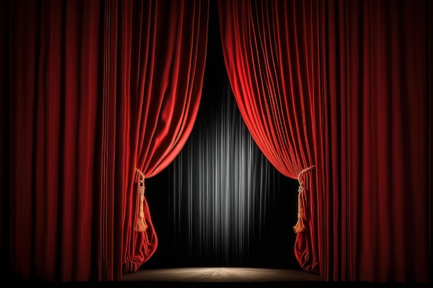 Magic theater stage red curtains Show Spotlight Illustration AI Generative