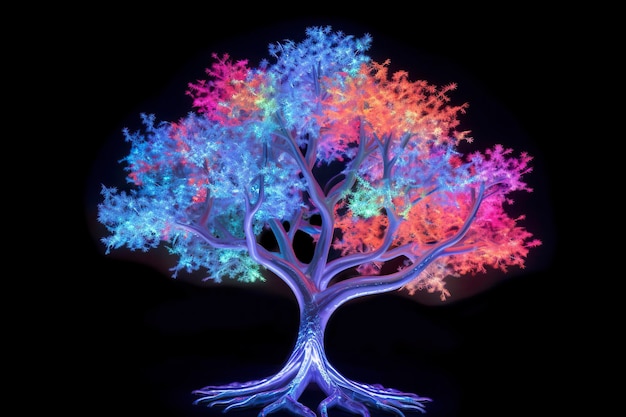 Magic tree neon colors Generative AI