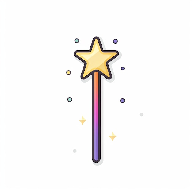 Magic Wand Icon Fantasy and Wizardry Symbol Art logo Illustration