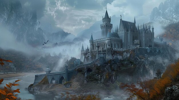 Photo magical battle for a wonderful castle middle ages fantasy