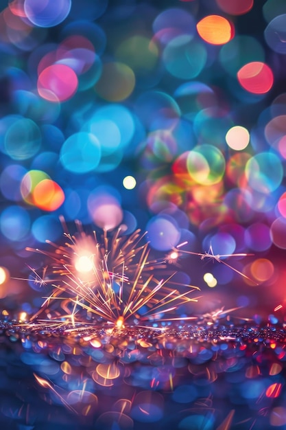 Photo magical bokeh lights on festive gradient background