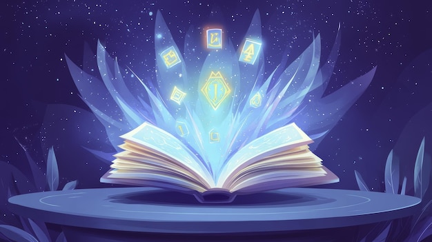 Magical Book with Glowing Symbols