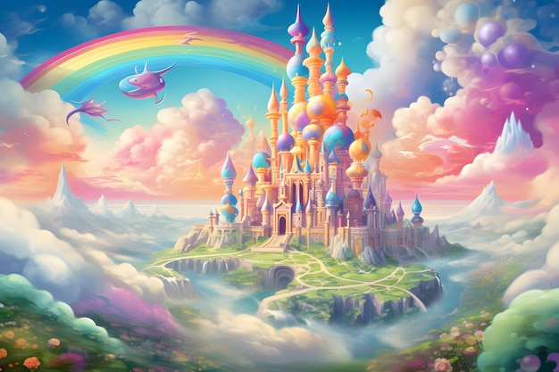 magical castle at colorful world