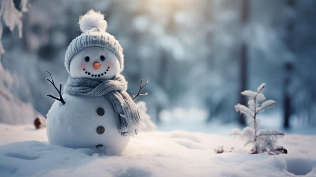 Magical Christmas Snowman in Cinematic Photography AI Generated