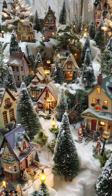 Magical Christmas Village Display with Miniature Houses Trees and Lights for Festive Home Decor