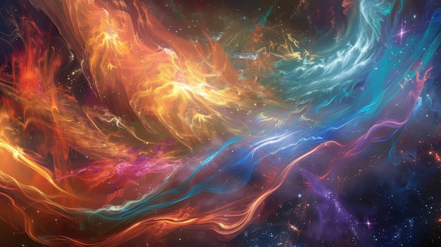 Magical energy wisps weaving vibrant enchantment through the air wallpaper