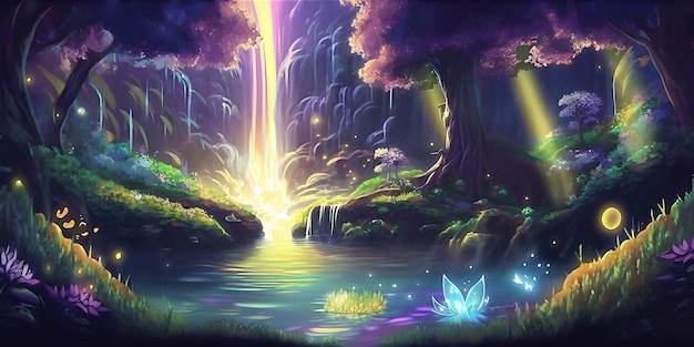 Magical fairy landscape, the stream of light.