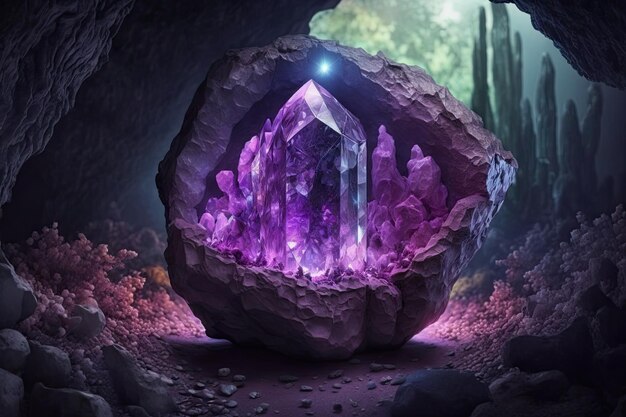 Magical fantasy crystal amethyst mystical glows