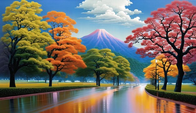 Magical Fantasy Scenic Nature Landscape background trending Ai generated artwork