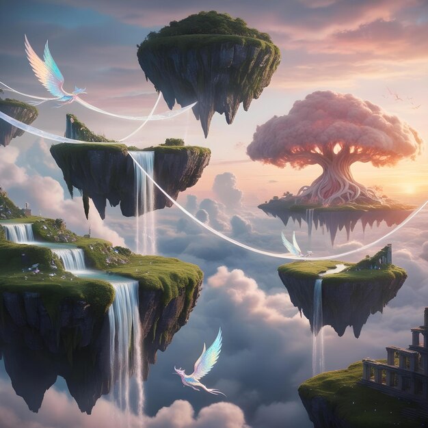 Photo magical floating islands