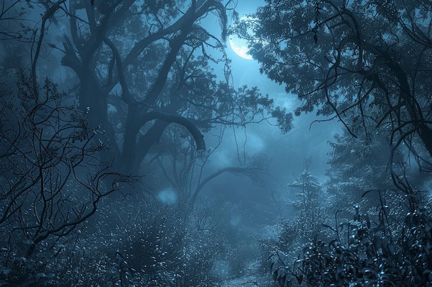 Magical Forest Clearing with Moonlit Glade