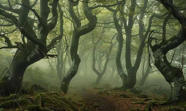 Magical Forest with MistCovered Trees