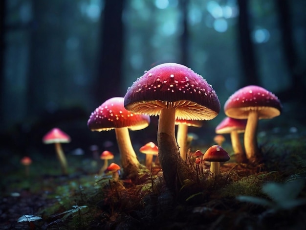 Magical glowing mushrooms