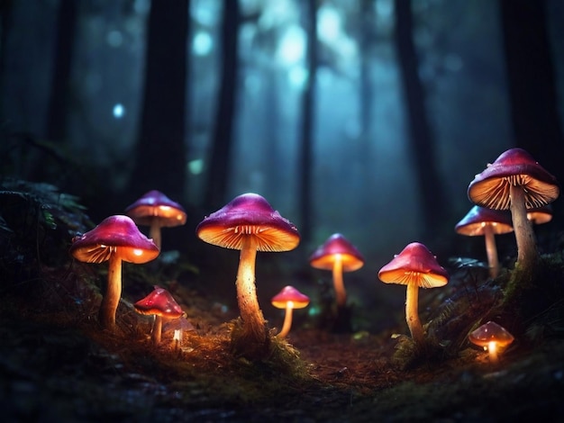 Magical glowing mushrooms