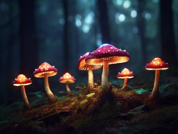 Magical glowing mushrooms