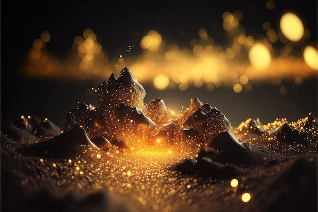 Magical golden glittering particles wallpaper for a dreamy look generative ai