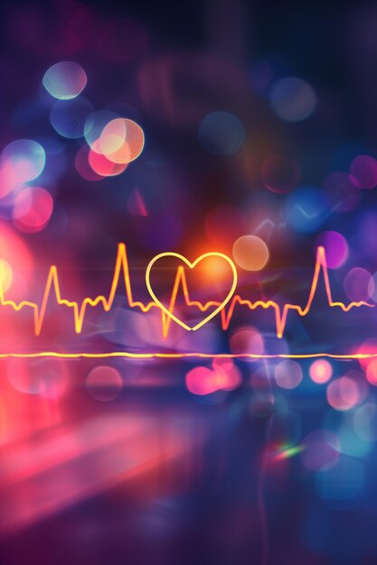 Magical heartbeat chart digital drawing on blurred clinic background