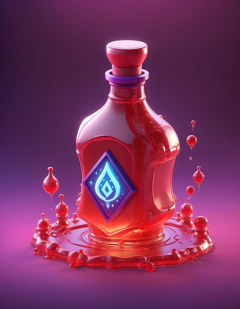 Magical looking red elixir in a small bottle