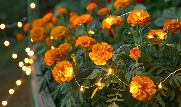 Magical Marigold Garland with Fairy Lights