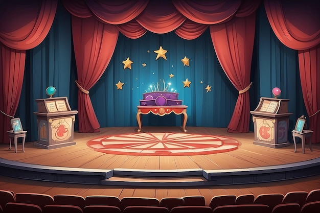 Photo magical marvel cartoon stage set for enchanting showmanship