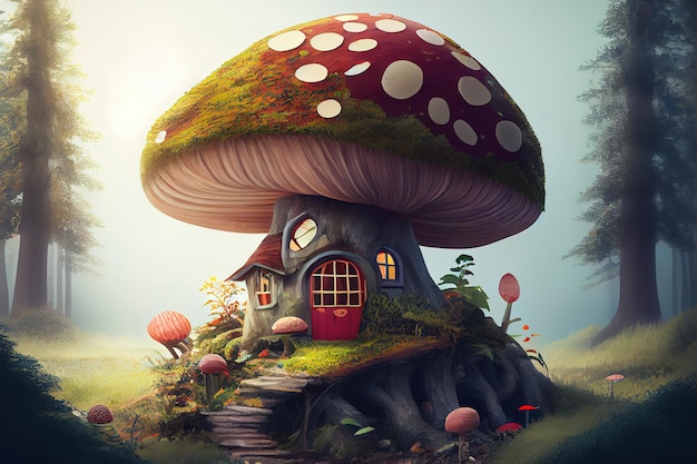 Magical mushroom house Generative Ai