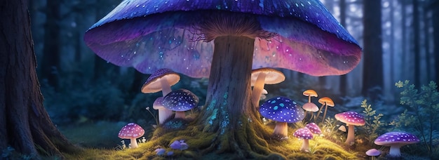 Magical Mushroom Wallpaper Landscape Enchanted Forest Art Wallpaper