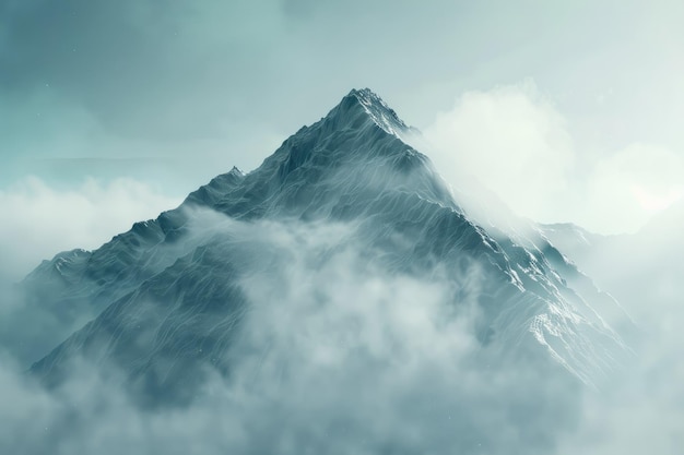 Photo magical peak with misty fog 3d rendering