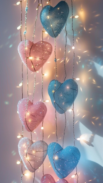 Magical Pink and Blue HeartShaped Lights