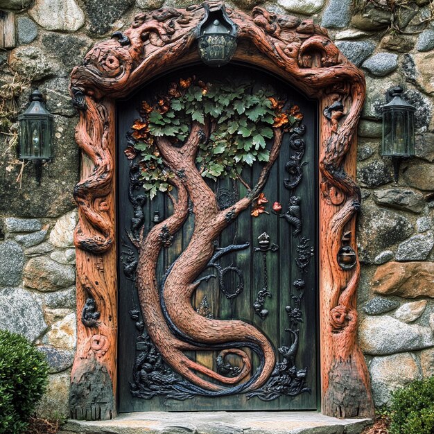 Photo magical portal doorway to an enchanted fantasy world