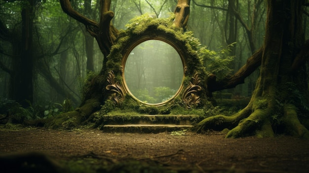 a magical portal in the middle of a forest environmental art