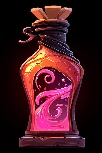 Magical Potion Bottle with Glowing Pink Liquid