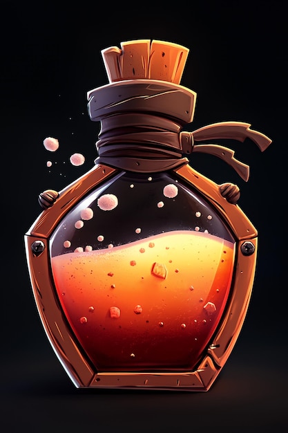 Magical Potion in Glass Bottle with Cork and Bandage