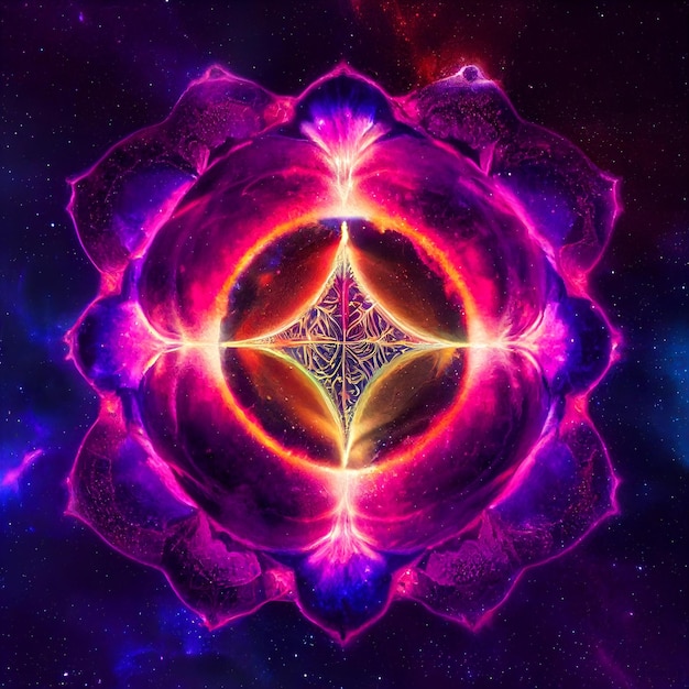 Magical Repeating deep purple fire yellow sacred geometry symbol