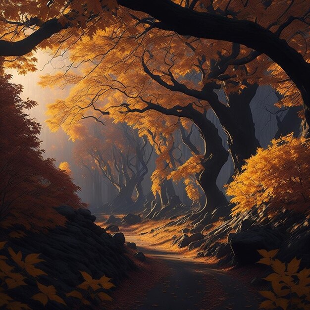 A magical scenary in the autumn fantasy