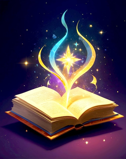 Photo a magical spellbook with sparkles