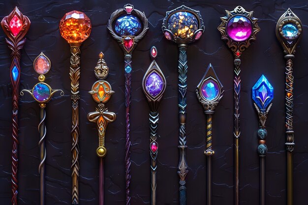 Magical symbols packaged together for use in fantasy games Generative Ai