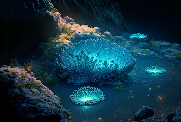 Magical underwater world with colorful corals