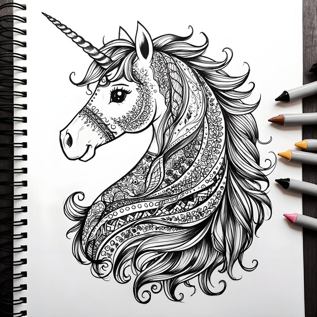 Photo magical unicorn drawing