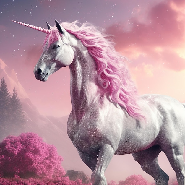 Magical unicorn full of colors and so many details magic horse from fairy tale