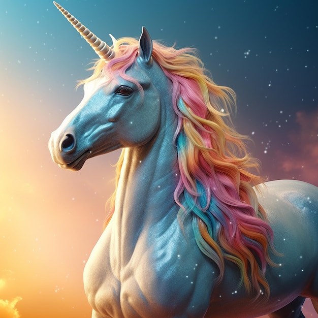 Magical unicorn full of colors and so many details magic horse from fairy tale