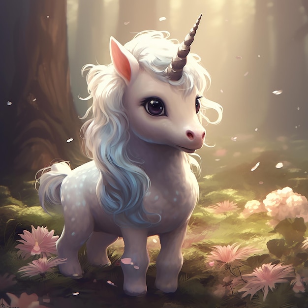 Magical unicorn full of colors and so many details magic horse from fairy tale