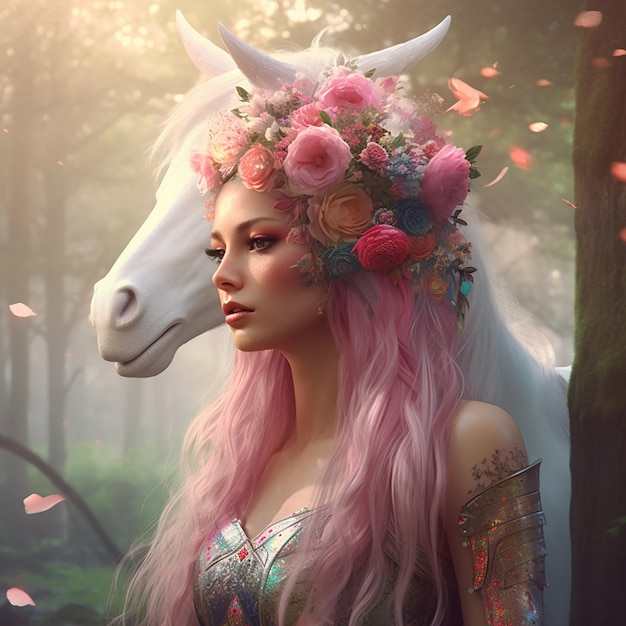 Magical unicorn full of colors and so many details magic horse from fairy tale