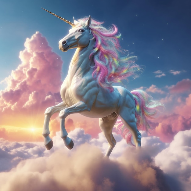 Magical unicorn full of colors and so many details magic horse from fairy tale