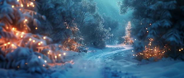 Photo magical winter night with enchanted snowfall