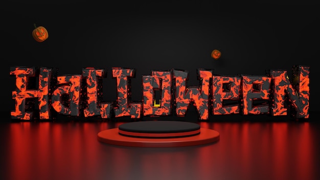 A Magma Effect Halloween Text Background with Podium