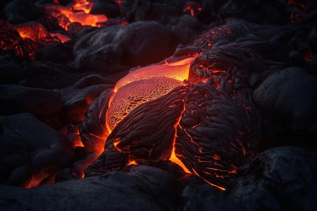 Magma lava cracked glow embers burning rock symbolic reality