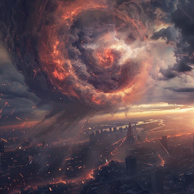 Photo magnetic storm apocalypse digital art illustration