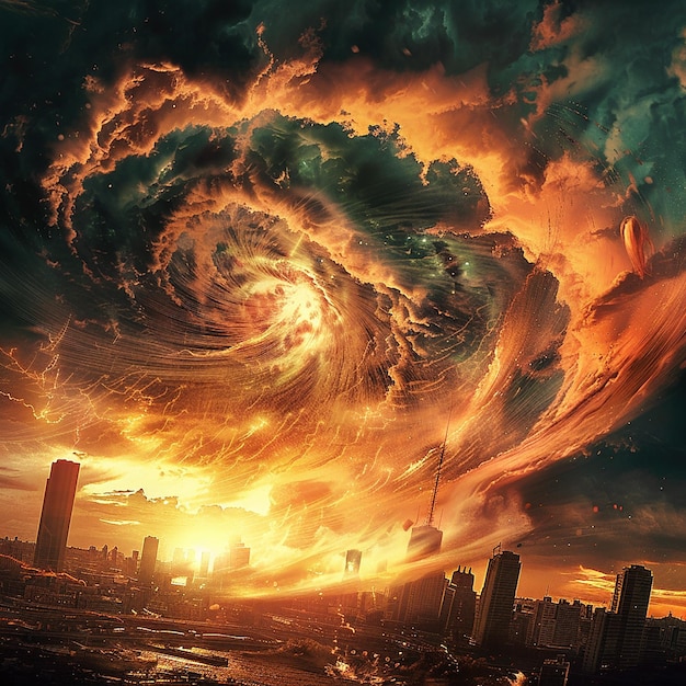 Photo magnetic storm apocalypse digital art illustration